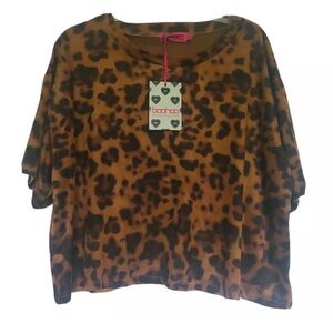 Women’s Leopard Print Short Sleeve Crop Top Size 16